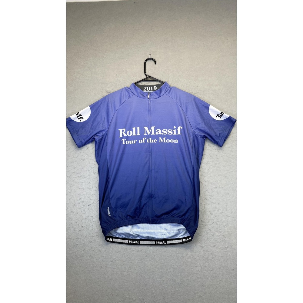 Roll Massif Tour of the Moon Jersey Mens Large‎ Blue Primal Cycling Full Zip